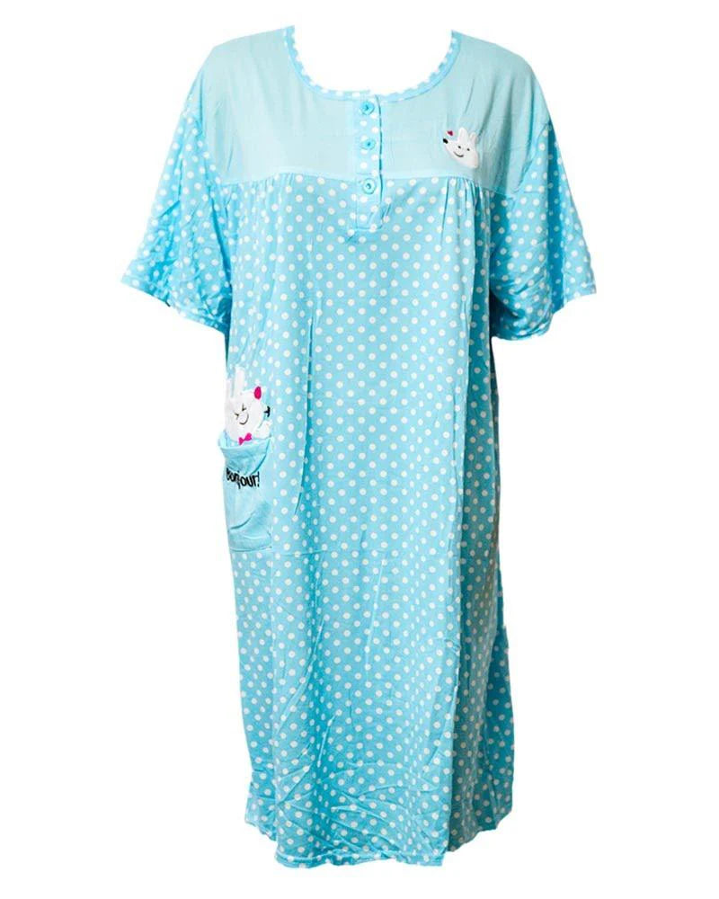 The Cozy Cloud Nighty: Soft Jersey Knit & Playful Polka Dots