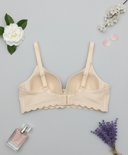 Ribbed Comfort Scalloped Bra: Soft Knit & Natural Fit