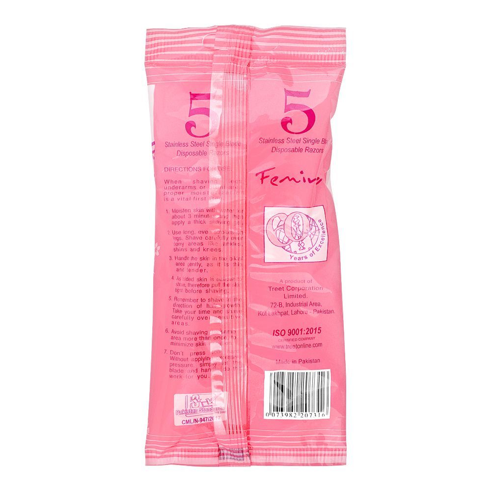 Treet Femina Body Razor 5-Pack | Women's Disposable Shaving Razor for Smooth Skin