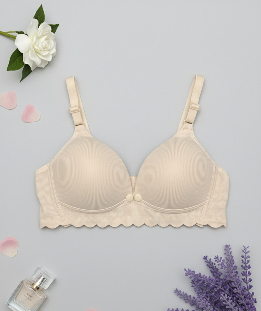 Ribbed Comfort Scalloped Bra: Soft Knit & Natural Fit