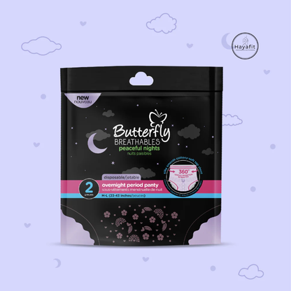 Butterfly Breathables: Peaceful Nights Period Pants — Premium Cottony Feel | Ultimate Overnight Protection (M-L, Pack of 2)